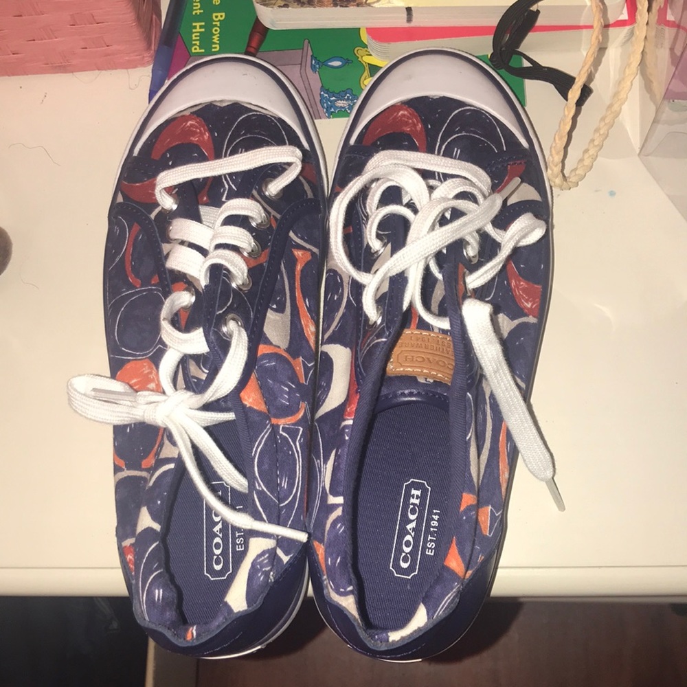 Navy blue coach sneakers